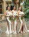 Elegant One shoulder Sleeveless Side slit Mermaid Long Mermaid Dressess, SWE1388
