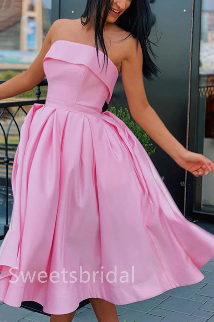 Elegant Strapless Sleeveless A-line Short Mini Homecoming Dress, BTW386