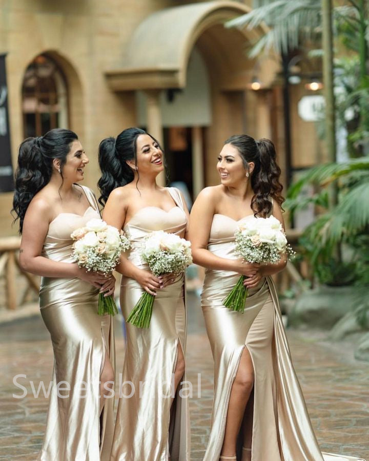 Elegant One shoulder Sleeveless Side slit Mermaid Long Mermaid Dressess, SWE1388