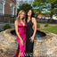 Fuchsia V-neck Sleeveless Mermaid Floor Length Prom Dress,SWS2429