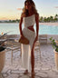 Sexy One Shoulder Sleeveless Side Slit Mermaid Long Prom Dress,SWS2168