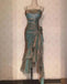 Sparkly Spaghetti Straps Sleeveless Ruffle Sheath Prom Dress,SWS2212