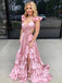 Gummy Pink V-neck Sleeveless Ruffle Side Slit A-line Floor Length Prom Dress,SWS2216