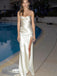 Simple Strapless Sleeveless Side Slit Long Floor Length Prom Dress,SWS2371