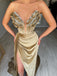 Sexy V-neck Sleeveless Side Slit Mermaid Floor length Prom Dress,SWS2166