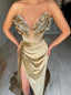 Sexy V-neck Sleeveless Side Slit Mermaid Floor length Prom Dress,SWS2166