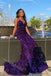 Sparkly V-neck Sleeveless Mermaid Floor Length  Prom Dress,SWS2298