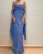 Slate Blue Spaghetti Straps Sleeveless Mermaid Long Floor Length Prom Dress,SWS2351