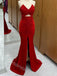 Red Sweetheart Sleeveless Mermaid Floor Length Prom Dress,SWS2241