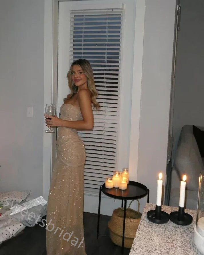Sparkly Sweetheart Sleeveless Sheath Long Floor Length Prom Dress,SWS2329
