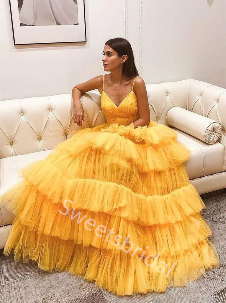 Elegant V-neck Sleeveless A-line Long Prom Dress,SW2027