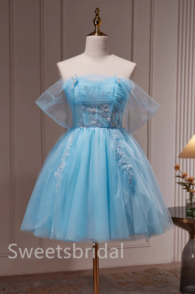 Elegant Strapless Sleeveless A-line Short Mini Homecoming Dress, BTW343