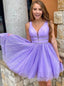 Sexy V-neck Sleeveless A-line Short Mini Homecoming Dress, BTW367