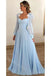 Baby Blue Sweetheart Long Sleeves A-line Floor Length Prom Dress,SWS2202
