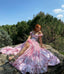 Sparkly Off Shoulder Side Slit  A-line Long Prom Dress,SWS2136