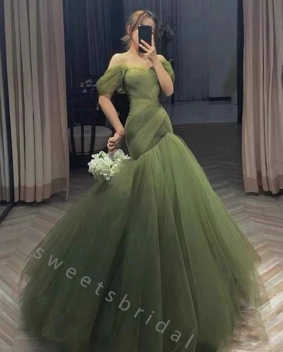 Elegant Off Shouldr Sleeveless Mermaid Long Prom Dress,SWS2095