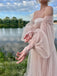 Elegant Off Shoulder Long Sleeves A-line Floor length Prom Dress,SWS2158