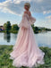 Elegant Off Shoulder Long Sleeves A-line Floor length Prom Dress,SWS2158