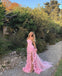 Sexy Sleeveless Rose-Shaped Side Slit Mermaid Floor length Prom Dress,SWS2157