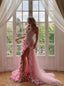 Sexy Sleeveless Rose-Shaped Side Slit Mermaid Floor length Prom Dress,SWS2157