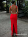 Sexy Red V-neck Open Back Floor Length Prom Dress,SWS2568