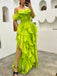 Sexy Off shoulder Sleeveless Ruffle A-line Floor length Prom Dress,SWS2153