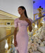 Gummy Pink Short Sleeves Mermaid Floor Length Prom Dress,SWS2377