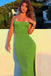 Sexy Square Neckline Sleeveless Side Slit Sheath  Long Prom Dress,SWS2139