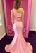 Pink One Shoulder Sleeveless Mermaid Floor Length Prom Dress,SWS2242