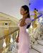 Gummy Pink Short Sleeves Mermaid Floor Length Prom Dress,SWS2377