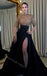Elegant Long sleeves Side slit A-line Long Prom Dress,SWS2055