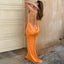Orange Jewel Sleeveless Open Back Mermaid Floor Length Prom Dress,SWS2388