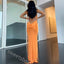 Orange Jewel Sleeveless Open Back Mermaid Floor Length Prom Dress,SWS2388