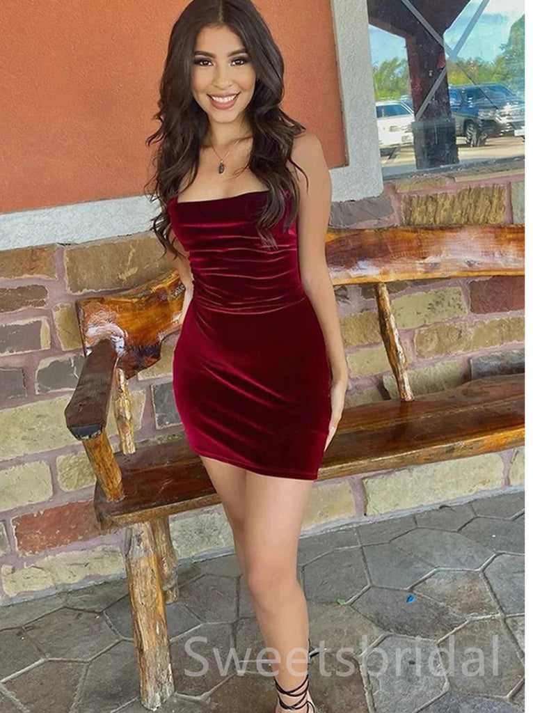 Sexy Square Sleeveless Sheath Short Mini Homecoming Dress, BTW380