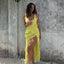 Sexy V-neck Sleeveless Ruffle Mermaid Floor Length Prom Dress,SWS2398