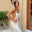 Ivory Jewel Sleeveless Open Back Mermaid Floor Length Prom Dress,SWS2389