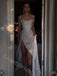 Sexy Off Shoulder Sleeveless Side Slit Mermaid  Long Prom Dress,SWS2144