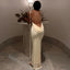 Ivory Jewel Sleeveless Open Back Mermaid Floor Length Prom Dress,SWS2389