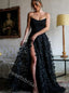 Black Sexy Sleeveless Side Slit A-line Floor Length Prom Dress,SWS2189