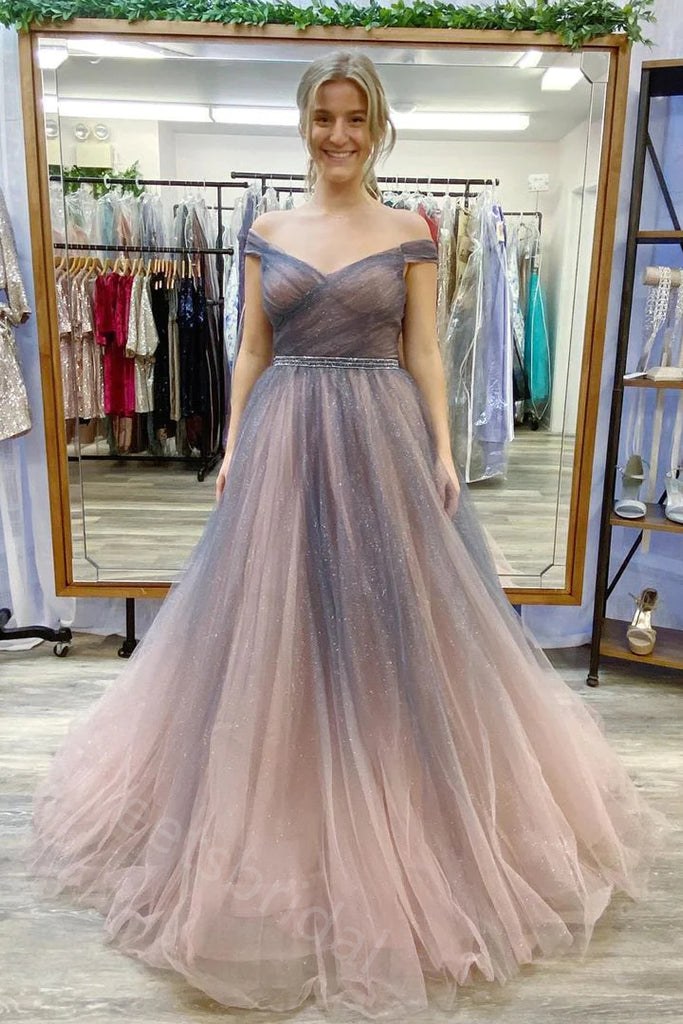 Sexy Off Shoulder Sleeveless A-line Floor length Prom Dress,SWS2148