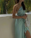 Elegant One Shoulder Sleeveless Side Slit Sheath Long Prom Dress,SWS2324