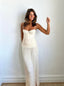Ivory Spaghetti Straps Side Slit Sheath Floor Length Prom Dress,SWS2310