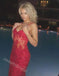 Red Sparkly V-neck Sleeveless Sheath Floor Length  Prom Dress,SWS2293