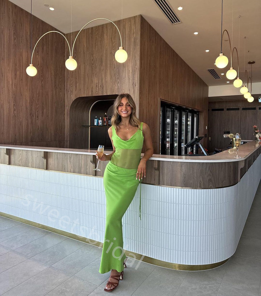 Green Jewel Sleeveless Sheath Floor Length Prom Dress,SWS2250