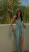 Elegant One Shoulder Sleeveless Side Slit Sheath Long Prom Dress,SWS2324