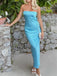 Blue Simple Strapless Sleeveless Sheath Floor Length  Prom Dress,SWS2300