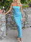 Blue Simple Strapless Sleeveless Sheath Floor Length  Prom Dress,SWS2300