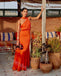 Desert Orange Halter Sleeveless Mermaid Floor Length Prom Dress,SWS2187