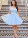 Elegant V-neck Sleeveless A-line Short Mini Homecoming Dress, BTW390