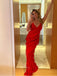 Sexy V-neck Sleeveless Ruffle Mermaid Long Prom Dress,SWS2045